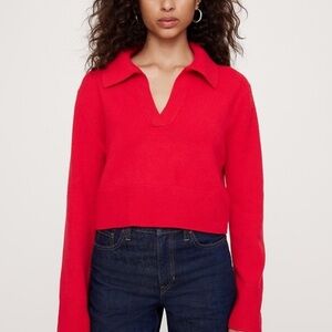 Cashmere Cropped Rugby Sweater